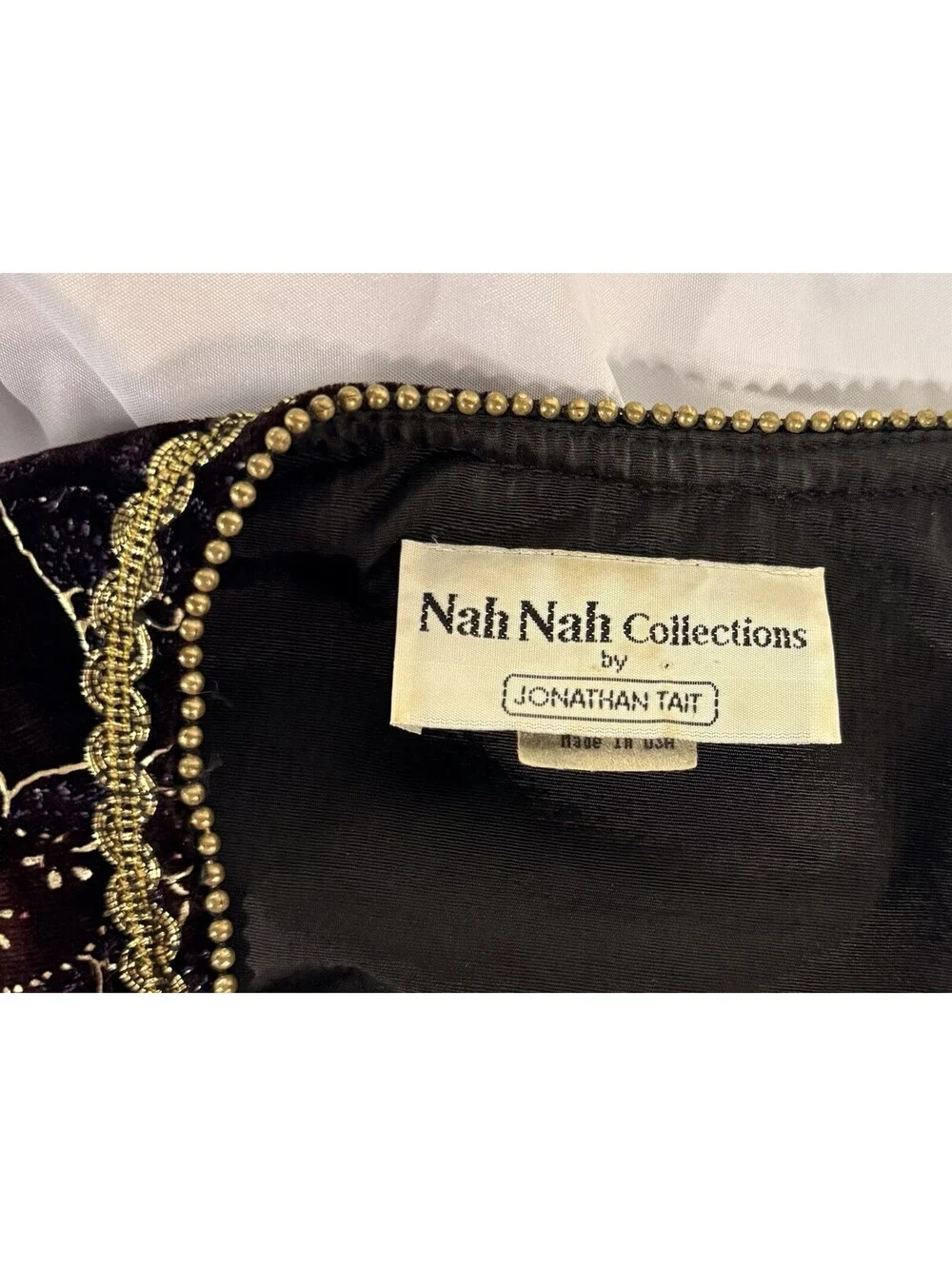 VTG Nah Nah Collections By Jonathan Tait Jacket Size 14 Plum Velvet Gold Lined
